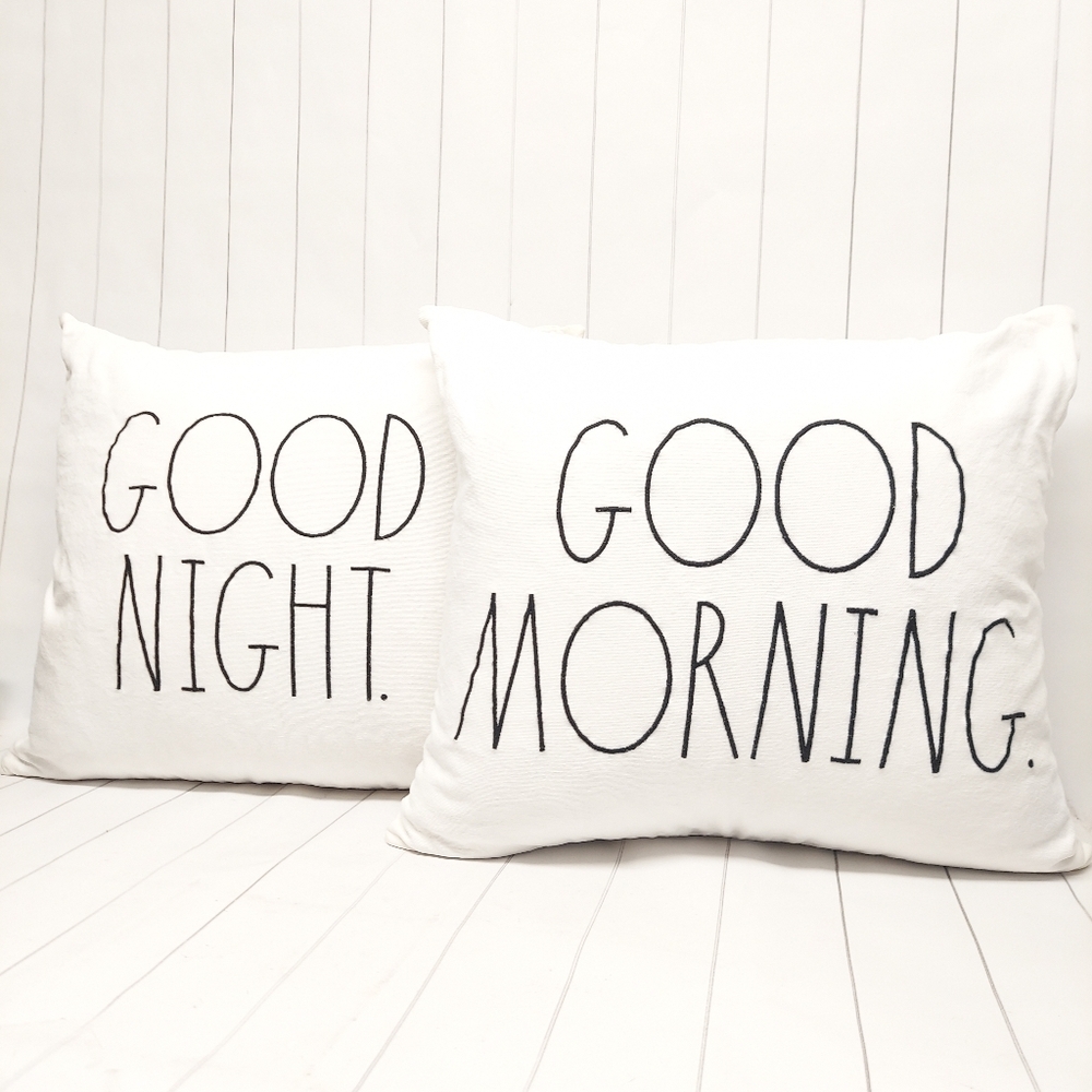 Rae Dunn GOOD MORNING/NIGHT Pillows